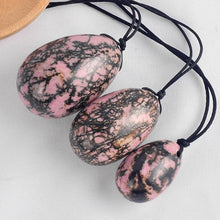 Load image into Gallery viewer, Natural Jade Rhodolite (drilled) Yoni Eggs
