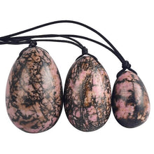 Load image into Gallery viewer, Natural Jade Rhodolite (drilled) Yoni Eggs
