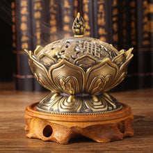 Load image into Gallery viewer, Lotus Flower Incense burner (alloy Zinc-copper dish) Incense Holder Brass
