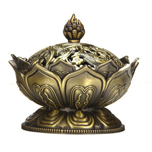 Lotus Flower Incense burner (alloy Zinc-copper dish) Incense Holder Brass