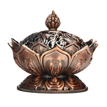 Load image into Gallery viewer, Lotus Flower Incense burner (alloy Zinc-copper dish) Incense Holder Brass
