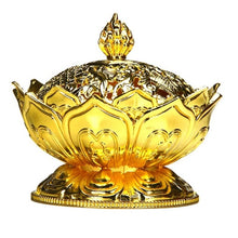 Load image into Gallery viewer, Lotus Flower Incense burner (alloy Zinc-copper dish) Incense Holder Brass
