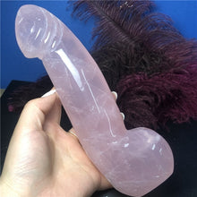 Load image into Gallery viewer, Large Long Natural Rose Quartz Crystal Massage Penis Wand Smooth Polished
