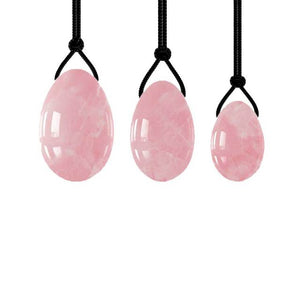 Jade Massage Roller - GuaSha Scraper, Yoni Egg Set Natural Rose Quartz - Face Massage Roller,  Kegel Exercise Jade egg