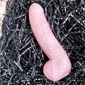 Large Long Natural Rose Quartz Crystal Massage Penis Wand Smooth Polished