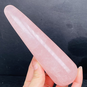 Large Long Natural Rose Quartz Crystal Massage Penis Wand Smooth Polished